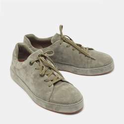Pre Owned Loro Piana Green Suede Nuages Lace Up Sneakers Size 44