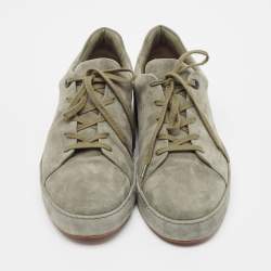 Pre Owned Loro Piana Green Suede Nuages Lace Up Sneakers Size 44