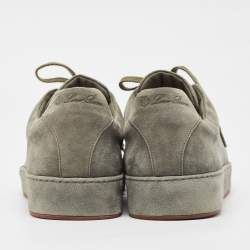Pre Owned Loro Piana Green Suede Nuages Lace Up Sneakers Size 44