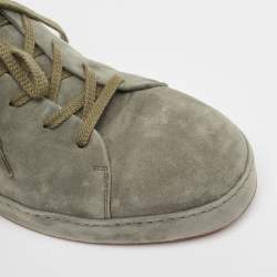 Pre Owned Loro Piana Green Suede Nuages Lace Up Sneakers Size 44