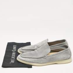 Pre Owned Loro Piana Grey Suede Summer Walk Loafers Size 45