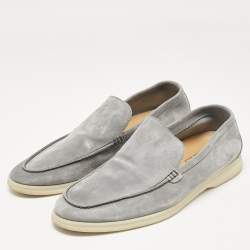 Pre Owned Loro Piana Grey Suede Summer Walk Loafers Size 45