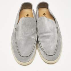 Pre Owned Loro Piana Grey Suede Summer Walk Loafers Size 45