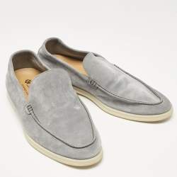 Pre Owned Loro Piana Grey Suede Summer Walk Loafers Size 45