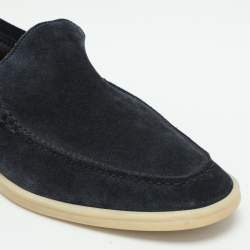 Pre Owned Loro Piana Navy Blue Suede Summer Walk Loafers Size 44