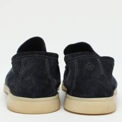 Pre Owned Loro Piana Navy Blue Suede Summer Walk Loafers Size 44