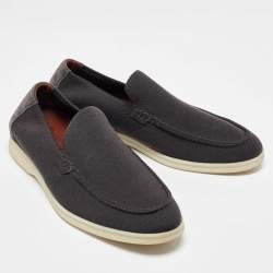 Pre Owned Loro Piana Grey Fabric and Suede Summer Walk Loafers Size 41.5
