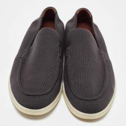 Pre Owned Loro Piana Grey Fabric and Suede Summer Walk Loafers Size 41.5