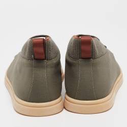 Pre Owned Loro Piana Green Canvas Lace Up Sneakers Size 44