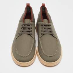Pre Owned Loro Piana Green Canvas Lace Up Sneakers Size 44
