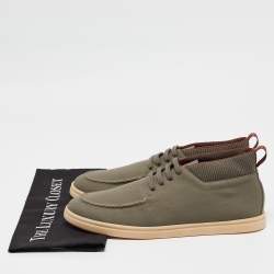 Pre Owned Loro Piana Green Canvas Lace Up Sneakers Size 44