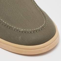 Pre Owned Loro Piana Green Canvas Lace Up Sneakers Size 44