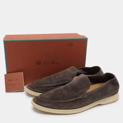 Pre Owned Loro Piana Grey Suede Summer Walk Loafers Size 43