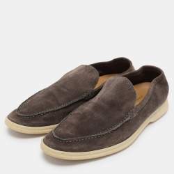 Pre Owned Loro Piana Grey Suede Summer Walk Loafers Size 43