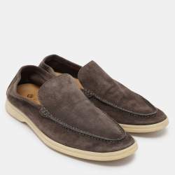 Pre Owned Loro Piana Grey Suede Summer Walk Loafers Size 43