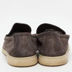 Pre Owned Loro Piana Grey Suede Summer Walk Loafers Size 43