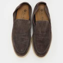 Pre Owned Loro Piana Grey Suede Summer Walk Loafers Size 43