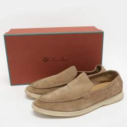 Pre Owned Loro Piana Beige Suede Summer Walk Loafers Size 43