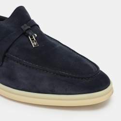 Pre Owned Loro Piana Navy Blue Suede Summer Charms Walk Loafers Size 42