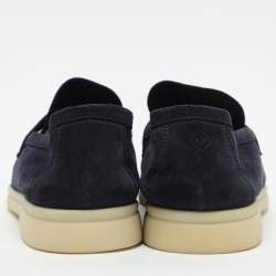 Pre Owned Loro Piana Navy Blue Suede Summer Charms Walk Loafers Size 42