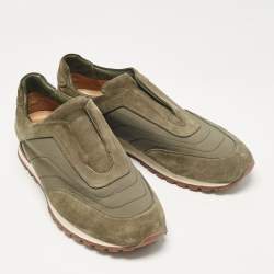 Loro Piana Green Suede and Nylon Slip On Sneakers Size 43