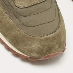 Loro Piana Green Suede and Nylon Slip On Sneakers Size 43