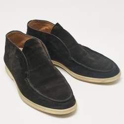 Pre Owned Loro Piana Black Suede Open Walk Ankle Boots Size 40