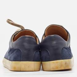 Pre Owned Loro Piana Navy Blue Suede and Leather Freetime Walk Sneakers Size 42