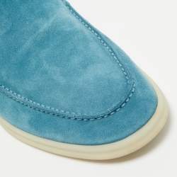 Pre Owned Loro Piana Blue Suede Summer Walk Loafers Size 43
