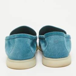 Pre Owned Loro Piana Blue Suede Summer Walk Loafers Size 43