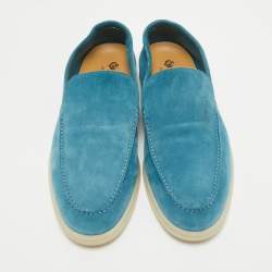 Pre Owned Loro Piana Blue Suede Summer Walk Loafers Size 43