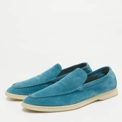 Pre Owned Loro Piana Blue Suede Summer Walk Loafers Size 43