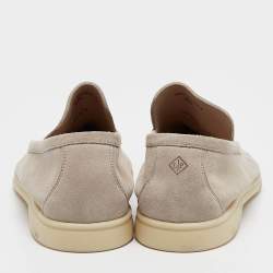 Pre Owned Loro Piana Beige Suede Summer Walk Loafers Size 43.5