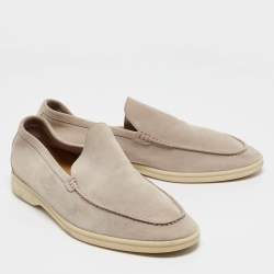 Pre Owned Loro Piana Beige Suede Summer Walk Loafers Size 43.5