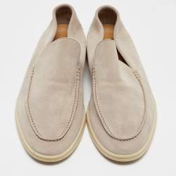 Pre Owned Loro Piana Beige Suede Summer Walk Loafers Size 43.5