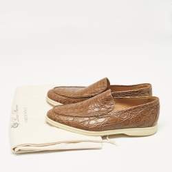 Loro Piana Brown Crocodile Leather Summer Walk Loafers Size 41