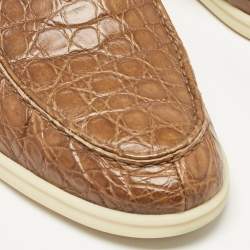 Loro Piana Brown Crocodile Leather Summer Walk Loafers Size 41