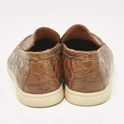 Loro Piana Brown Crocodile Leather Summer Walk Loafers Size 41
