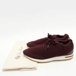 Loro Piana Burgundy Knit Fabric 360 LP Flexy Walk Low Top Sneakers Size 41