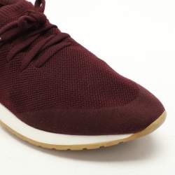 Loro Piana Burgundy Knit Fabric 360 LP Flexy Walk Low Top Sneakers Size 41