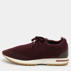 Loro Piana Burgundy Knit Fabric 360 LP Flexy Walk Low Top Sneakers Size 41