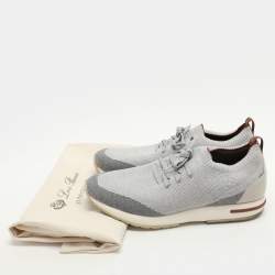 Pre Owned Loro Piana Grey Knit Fabric 360 LP Flexy Walk Low Top Sneakers Size 41