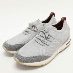 Pre Owned Loro Piana Grey Knit Fabric 360 LP Flexy Walk Low Top Sneakers Size 41
