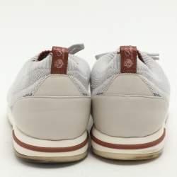 Pre Owned Loro Piana Grey Knit Fabric 360 LP Flexy Walk Low Top Sneakers Size 41