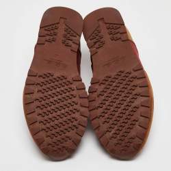 Pre Owned Loro Piana Brown/Maroon Suede Week End Walk Sneakers Size 40