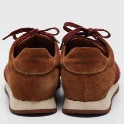Pre Owned Loro Piana Brown/Maroon Suede Week End Walk Sneakers Size 40