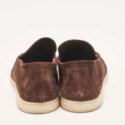 Pre Owned Loro Piana Dark Brown Suede Summer Walk Loafers Size 44.5