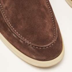 Pre Owned Loro Piana Dark Brown Suede Summer Walk Loafers Size 44.5