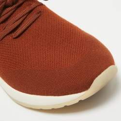 Pre Owned Loro Piana Brown Knit Fabric and Leather 360 LP Flexy Walk Sneakers Size 42