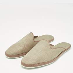 Loro Piana Olive Green Fabric Mules Size 44
